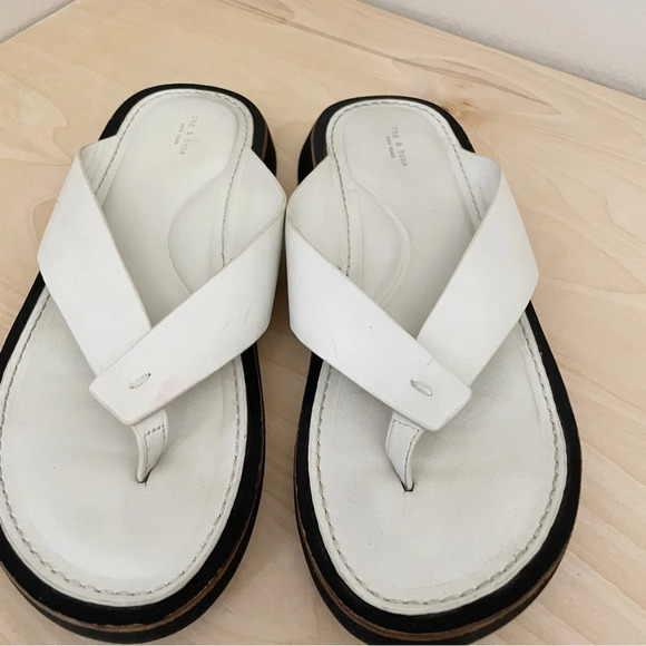 rag & bone Shoes - Rag & Bone Parker Leather Thong Sandals Ecru Antique White Sz 37.5 US 7.5